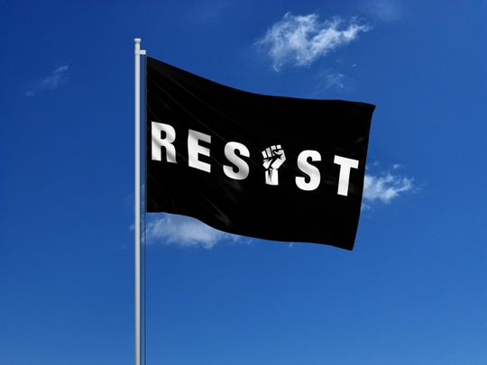 Discover RESIST Flag Double Sided Anti Trump Fascist Fascism Persist Insist Repeat Fuck Donald FDT Hate Has No Home Black Lives Matter Protest Fist
