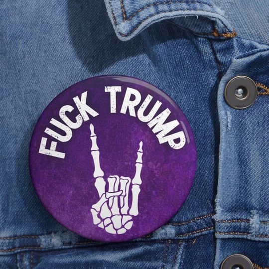 Discover Fck Trump Pin, Anti Trump Button, Skeleton Hand Gothic, Political Statement Pin