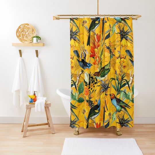 Discover Pierre Joseph Redoute vintage flowers and hummingbirds nostalgic Botanical Garden pattern Nightgarden Shower Curtain