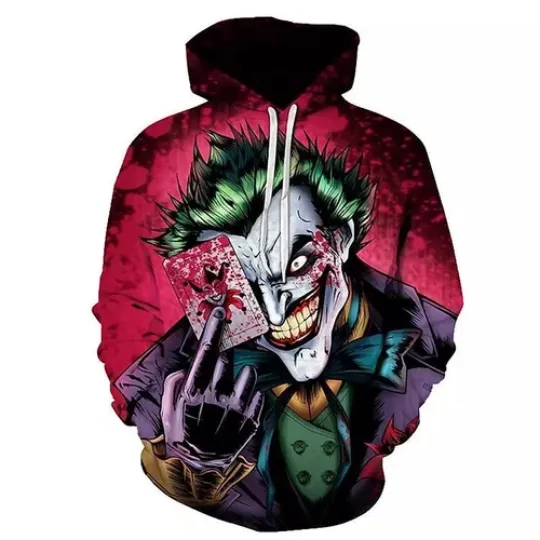 Discover The Joker Horror Clown With Card Let Put A Smile On That Face Hoodie 3D Printed
