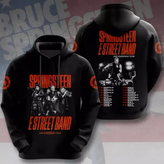 Discover Bruce Springsteen 2025 European Tour 3D Printed Hoodie, Gift For Fans