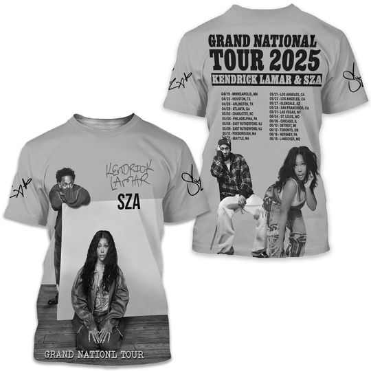 Discover Kendrick Lamar X SZA Grand National Tour 2025 3d T-Shirt