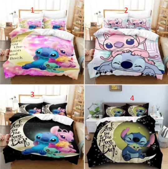 Discover 3D Lilo Stitchh Cartoon Duvet Cover Bedding Set Single Double Pillow case Gift