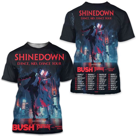 Discover shine down Dance Tour 2025 With Bush X Beartooth X Morgan Wade 3D T-Shirt