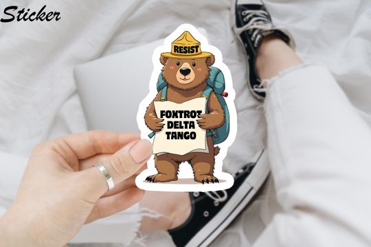 Discover Resist Bear Foxtrot Delta Tango Anti Trump Sticker, Anti Trump, Political