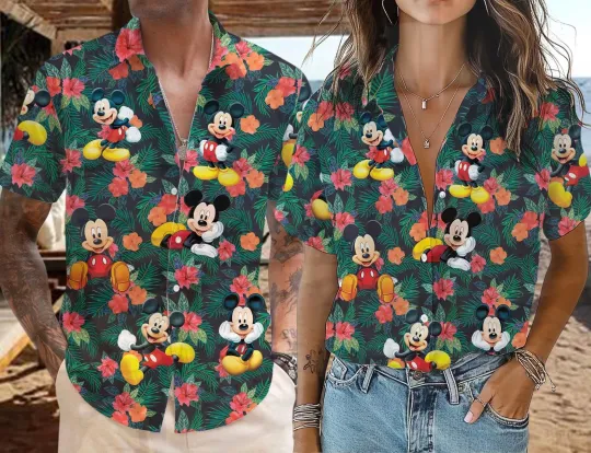 Discover Cute Mickeyy mouse Aloha Mickeyy Summer Vacation Tropical Flowers Hawaiian Shirt