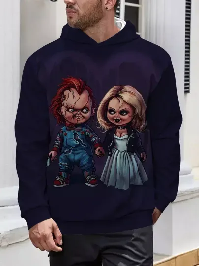 Discover Chucky And Tiffany Horror Couple Til Death Do Us Part Hoodie 3D Printed