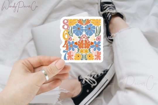 Discover Subtle Boho Floral 8647 Anti Trump Sticker, Political Decal for Car, Laptop, Bottle