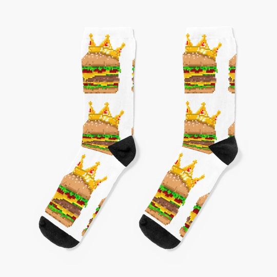 Discover Pixel King of Burger Socks, Gifts for Fan