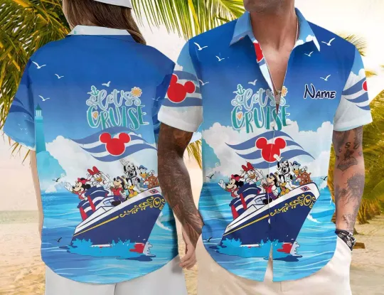 Discover Personalized Happy Mickeyy & Friends Let's Cruise Summer Trip Hawaiian Shirt