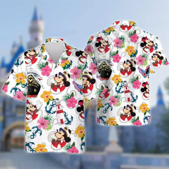 Discover Mickeyy Sailor Cruise Trip 2025 Summer Vacation Tropical Flowers Hawaiian Shirt