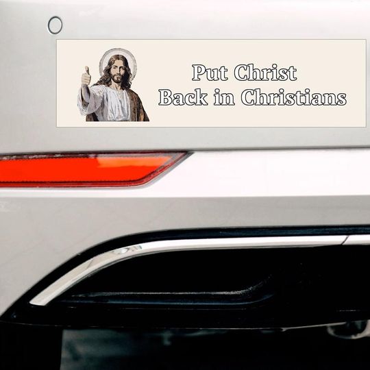 Discover Put Christ Back in Christians Bumper Sticker - Christ in Christmas Funny Atheist Anti-Religion