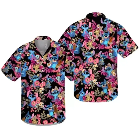 Discover Stitchh Hawaiian Shirt Button Down Unisex Adults Outfit Full Size S-5XL