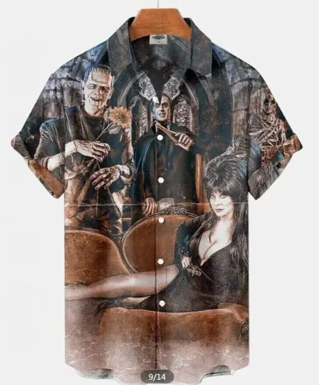 Discover Horror Monster Movie Frankenstein Bride 3D Print Buttoned Hawaiian Shirt