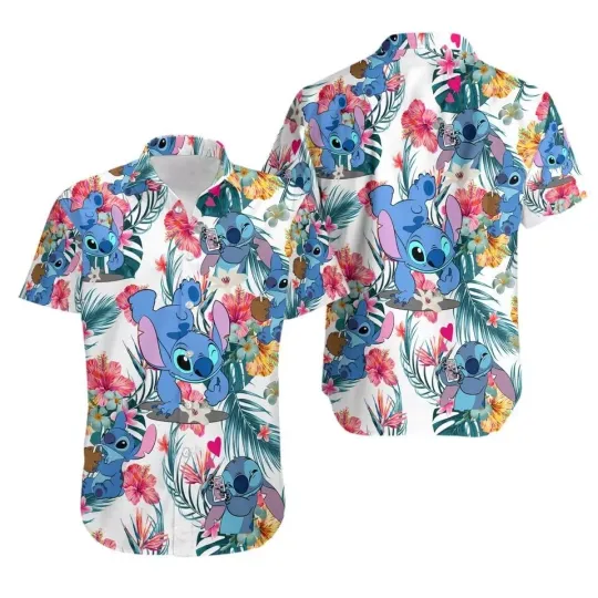 Discover Stitchh Hawaiian Shirt Button Down Unisex Adults Outfit Full Size S-5XL