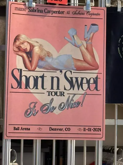 Discover Sabrina Carpenter Short N Sweet Tour Ball Arena Denver, CO Nov 1 2024 Poster