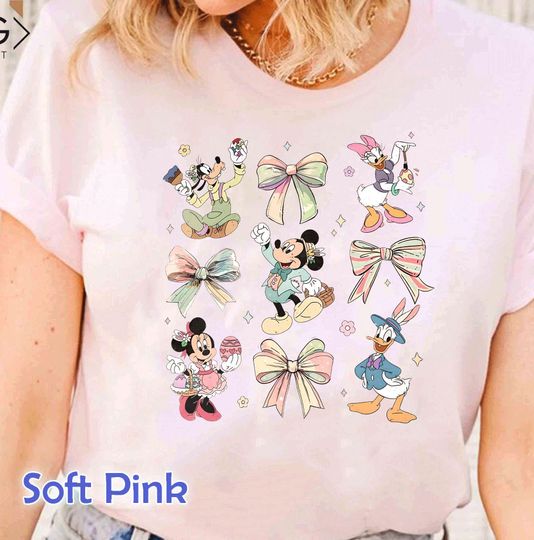 Discover Disneyyy Easter Coquette Bow Shirt, Disneyyy Mickeyy And Friends Coquette Bow Shirt