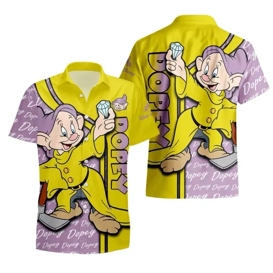 Discover Dopey Dwarf Hawaiian Shirt Button Down Unisex Adults Outfit Full Size S-5XL