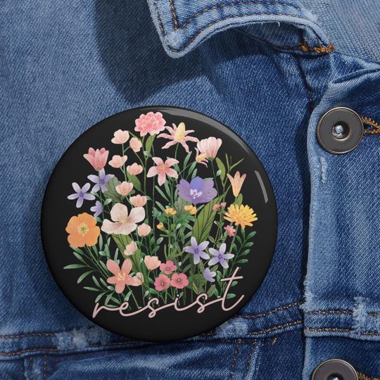 Discover Resist Subtle Anti Trump Floral Botanical Pin ButtonsFDT Anti Trump Feminist Button, Protest F*ck Trump Pin