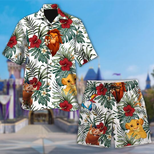 Discover The lion kingg Hawaiian Shirt, Simbaa & Friends Safari Button Up, Disneyyy Tropical Vacation Tee, animall kingdom Aloha Shirt