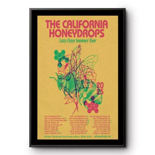 Discover The California Honeydrops Lazy Days Summer Tour 2025 Poster