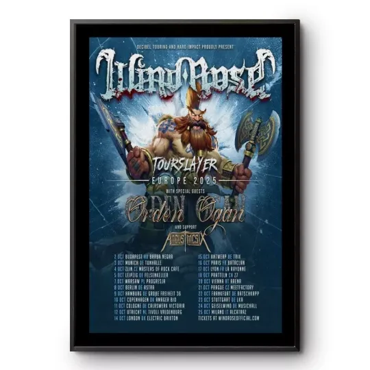 Discover Wind Rose Tour Slayer Europe 2025 Poster