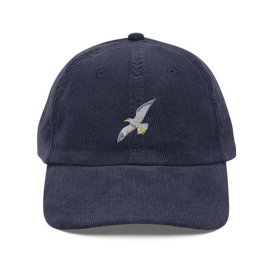 Discover Seagull Flight of Freedom Embroidered Bird Vintage corduroy cap