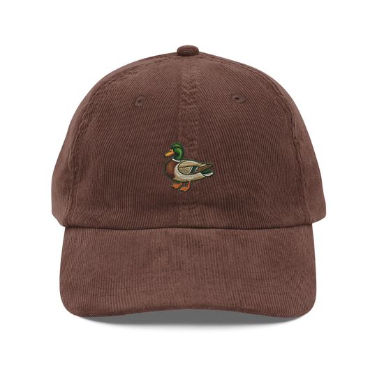 Discover Embroidered Mallard Duck Vintage Corduroy Cap