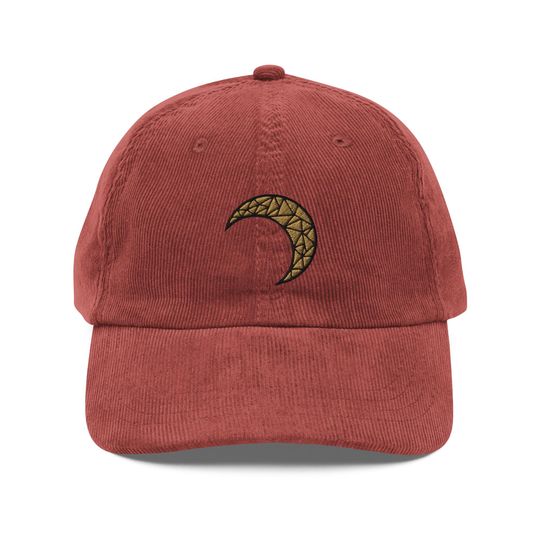 Discover Crescent Embroidered Corduroy Hat | Handmade Corduroy Dad Cap Corduroy Cap