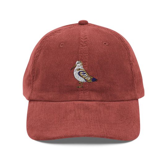 Discover American Woodcock Cap | Funny Embroidered Corduroy Hat | Birdwatchers Corduroy Cap