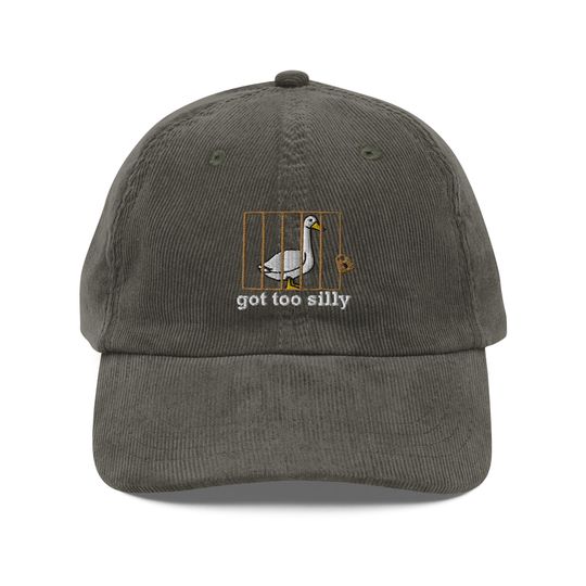 Discover Silly Goose hat Got too silly Embroidery Vintage corduroy cap