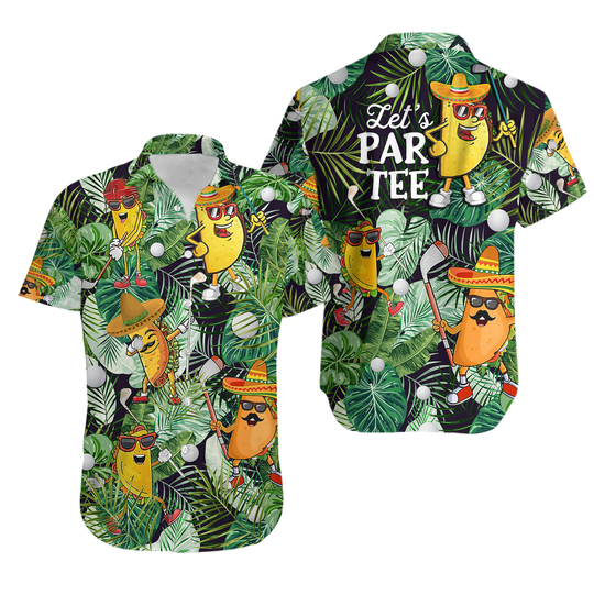 Discover Golf Funny Taco Playing Golf Hawaiian Shirt, Funny Banana Hawaiian Shirt