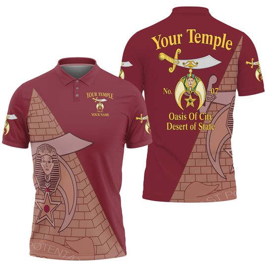Discover Custom Name Temple Shriners Noble Ancient Egypt Pyramid Men's Polo Shirt