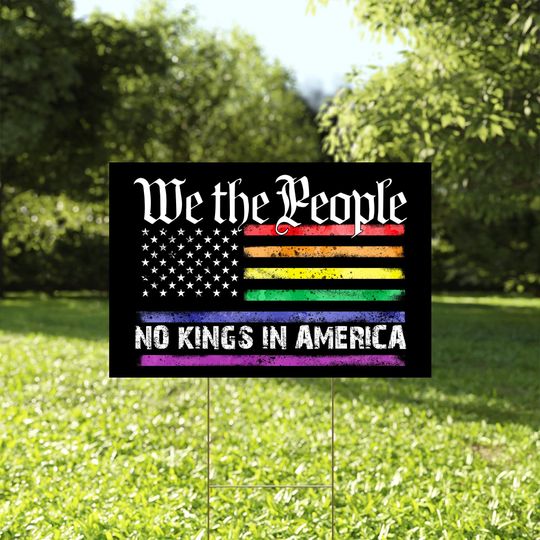 Discover No Kings in America Flag, Resist Fascism Yard Sign, Anti Trump Political Statement Sign