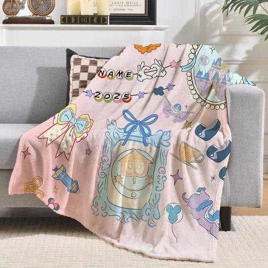 Discover Custom Coquette Bow Disneyyy Castle Magicc Kingdom Blanket, walt disneyy World Blanket, Magicc Kingdom Family Vacation throw, Disneyyy Girl Trip