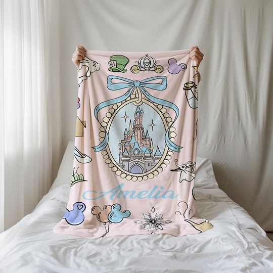 Discover Custom Name walt disneyy Castle Blanket, Coquette Bows Disneyyy Throws, Baby Girl Gifts, Disneyyy Family Castle gift, Magicc Kingdom Castle Throw