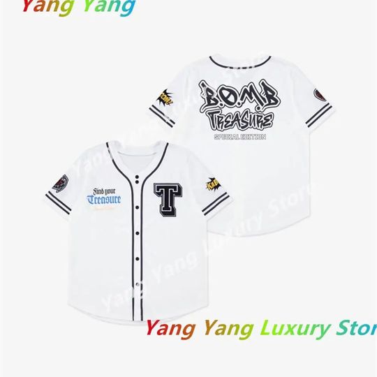 Discover Men Baseball Tshirt TREASURE TOUR IN JAPAN ＜B.O.M.B＞Women Button Baseball Jersey
