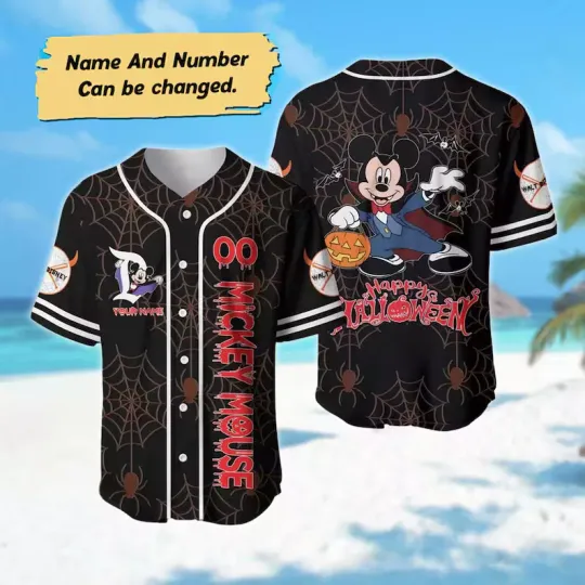 Discover Custom Mickeyy mouse Halloween 3D Baseball Jersey Shirt MOTHER DAY GIFT