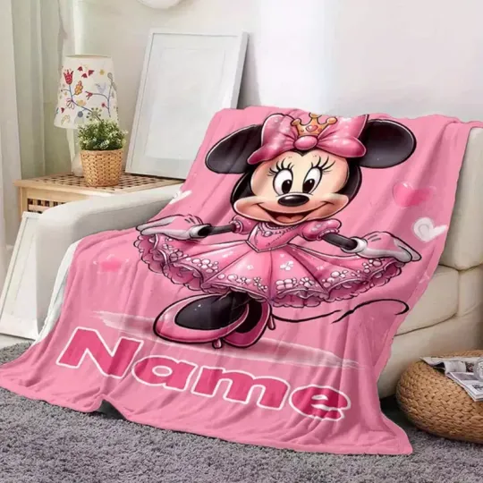 Discover Personalized Beautiful Minniee Mouse Pose Christmas Gift Pink Themed Blanket