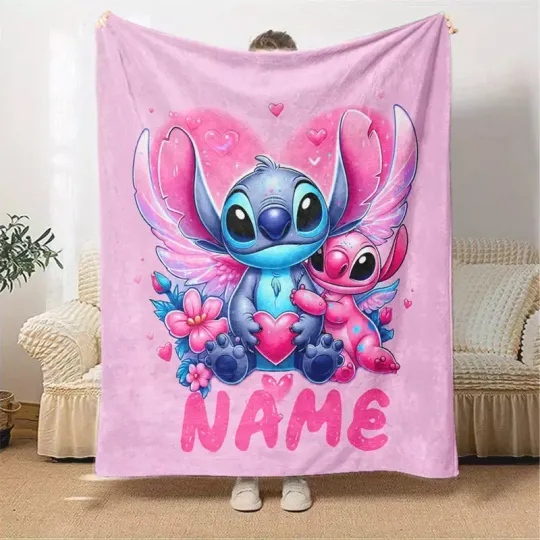 Discover Personalized Stitchh & Angel I'm Yours No Returns Or Refunds Christmas Blanket