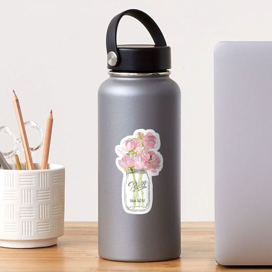 Discover Flowers in Mason Jar Sticker