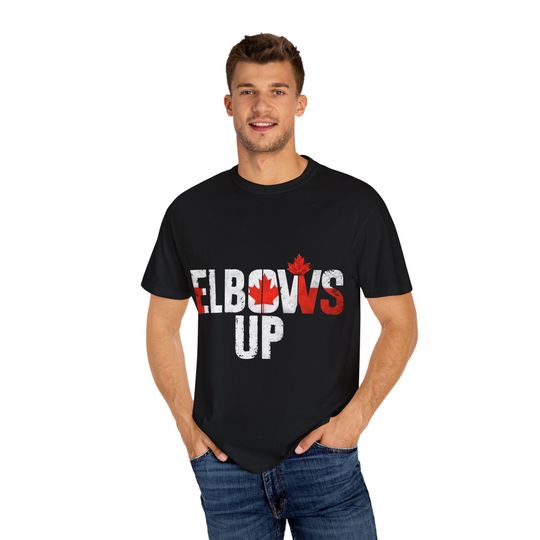 Discover Canadian Elbows Up T-Shirt, Unisex Tee for Canada Day, Sports Fans