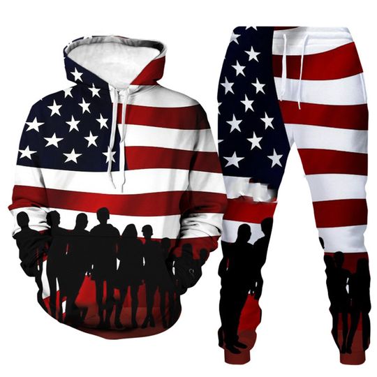 Discover 3D American Flag 3D Hoodie Jogger