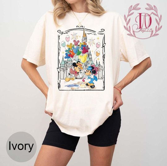 Discover Vintage Mickeyy and Minniee Balloon Comfort Colors Shirt, Disneyyy Gift for Him and Her