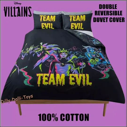 Discover Disneyyy Villains Double Duvet Cover Team Evil Queenn