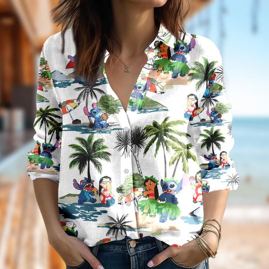 Discover Disneyyy Stitchh Tropical Women Casual Women Blouse