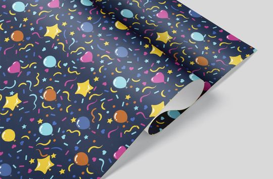 Discover Non-Glossy Blue Balloon Happy Birthday Wrapping Paper Gift Wrapping Paper Treat Boxes | Baby Shower | Boy Birthday