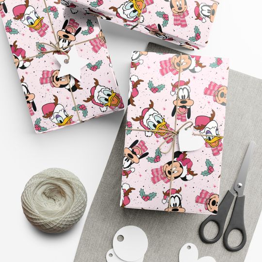 Discover Christmas Wrapping Paper, Disneyyy Christmas Wrapping Paper, Cute Magical Wrapping Paper, Main Street Christmas Wrapping Paper, Pink Minniee