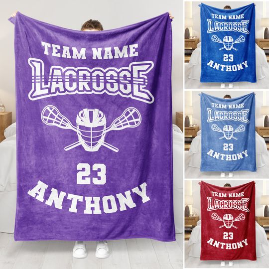 Discover Personalized Lacrosse Blanket - Custom Name, Team Name & Number Fleece Blanket