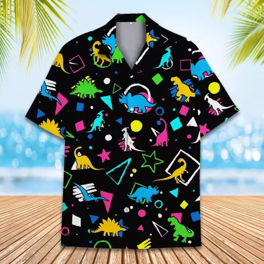 Discover Retro Dinosaur Hawaiian Shirt,Summer Beach Holiday Mens Shirt Retro 80s90s Shirt